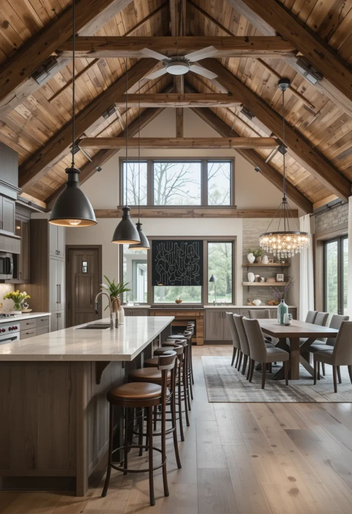 Mix Modern Lighting with Barn-Inspired Fixtures