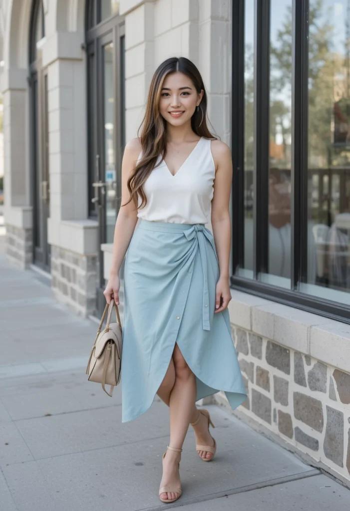 Wrap Skirt + Sleeveless Blouse