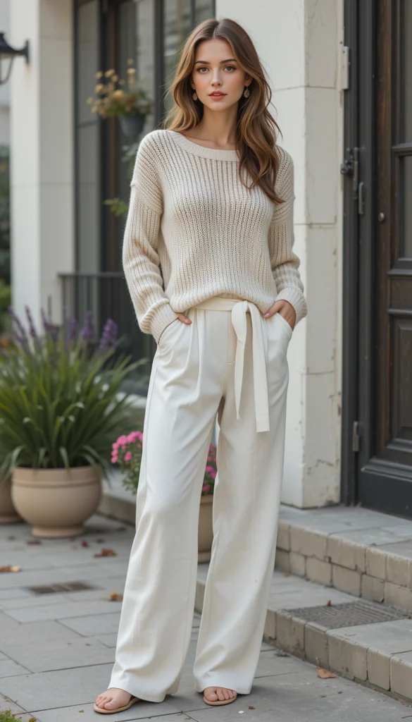 Wide-Leg Linen Pants + Lightweight Knit Top