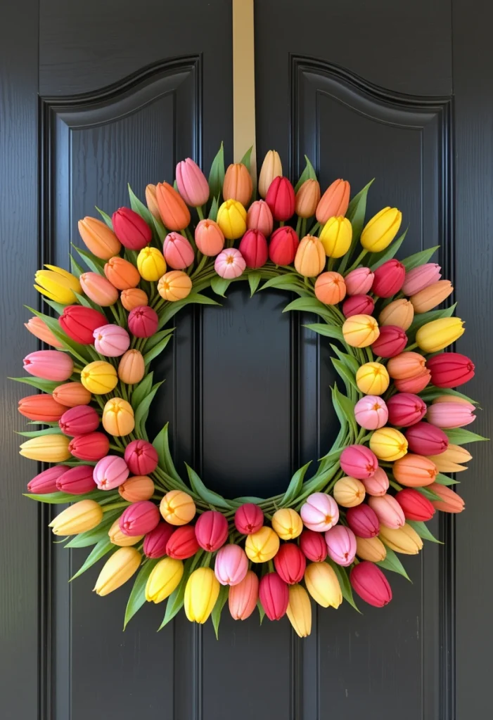 Tulip-Focused Spring Wreath