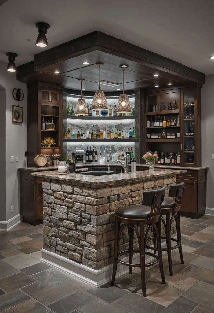 Double-Level Island for Drinks and Dining