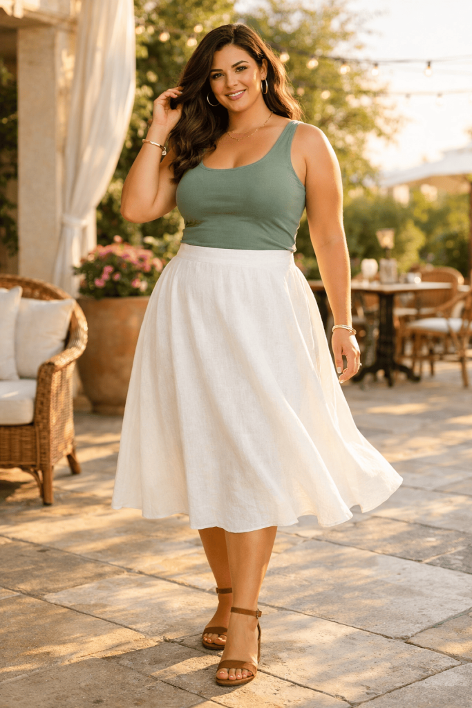 A-Line Skirt with Tank Top