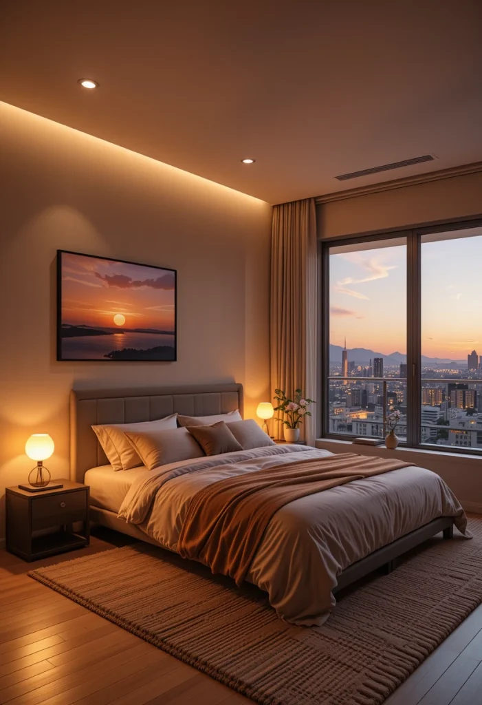 Warm Bedside Lighting Instead of Overhead Lights