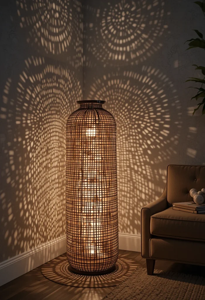 Rattan or Woven Floor Lamp