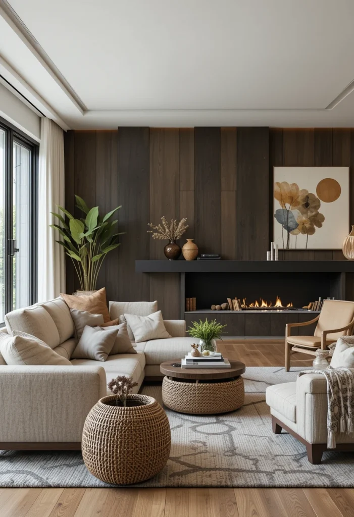 Woven Baskets with Sleek Furniture