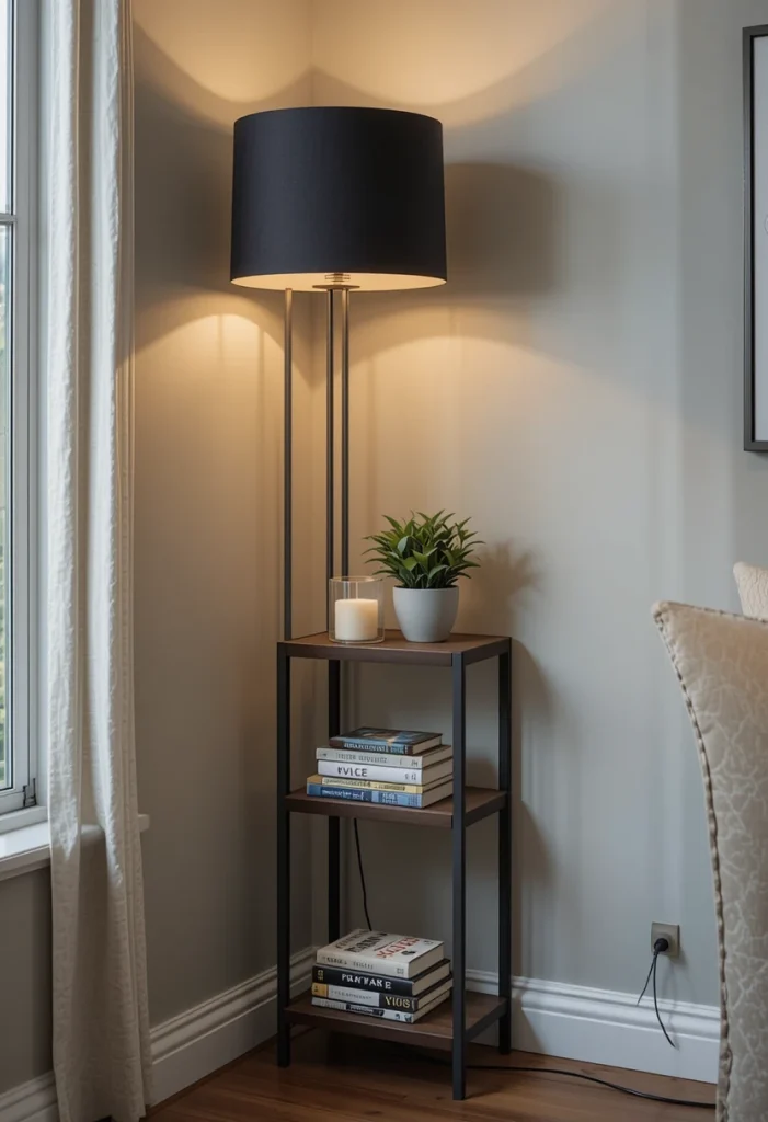 Floor Lamp with Built-In Shelf