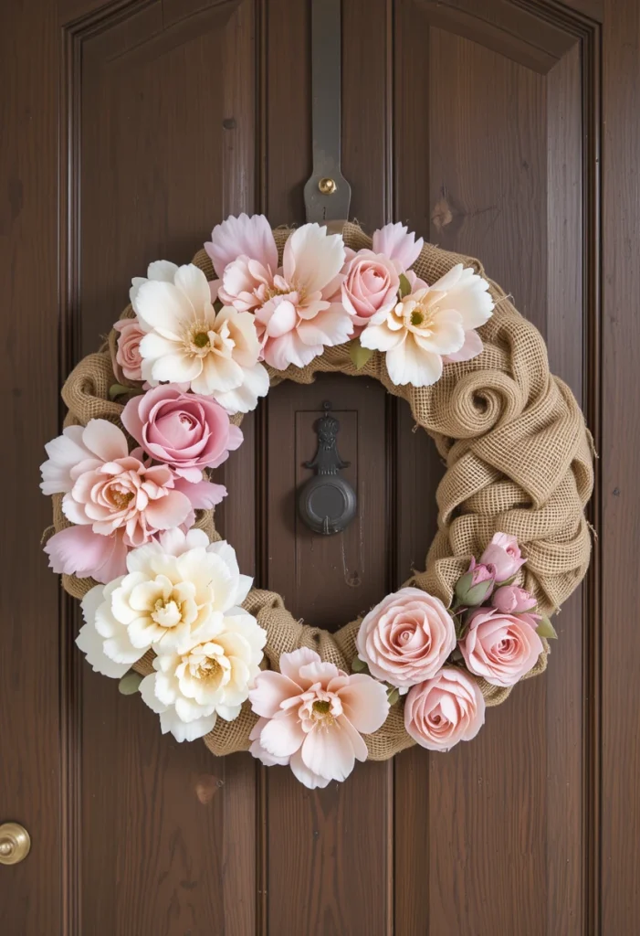 Burlap and Floral Wreath