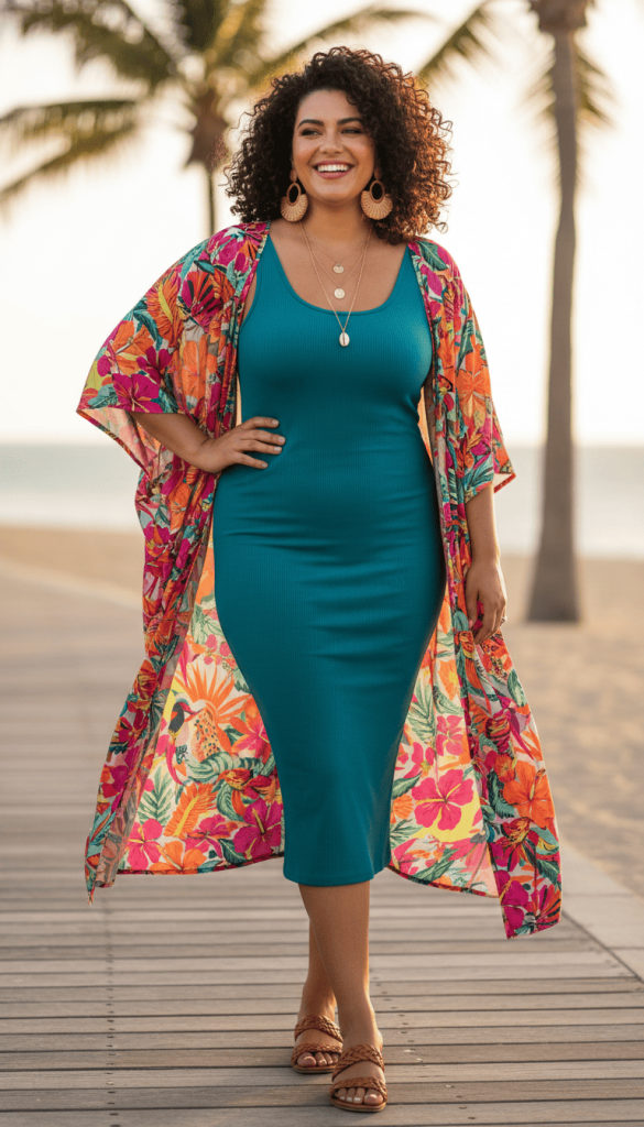 Bodycon Dress with Lightweight Layer