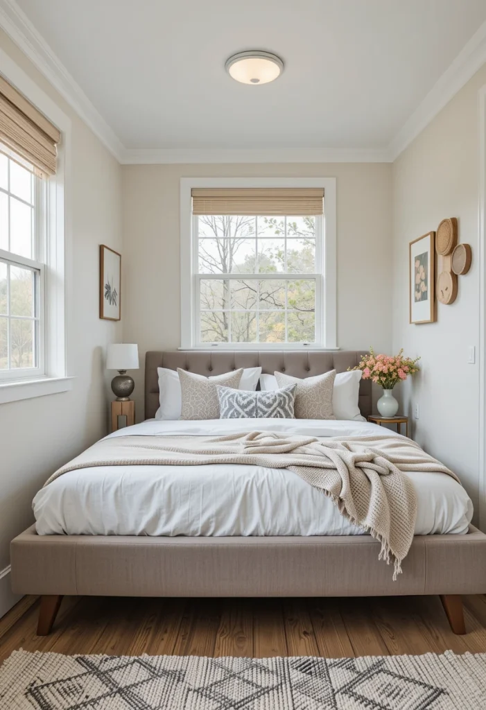 Taupe Upholstered Platform Bed