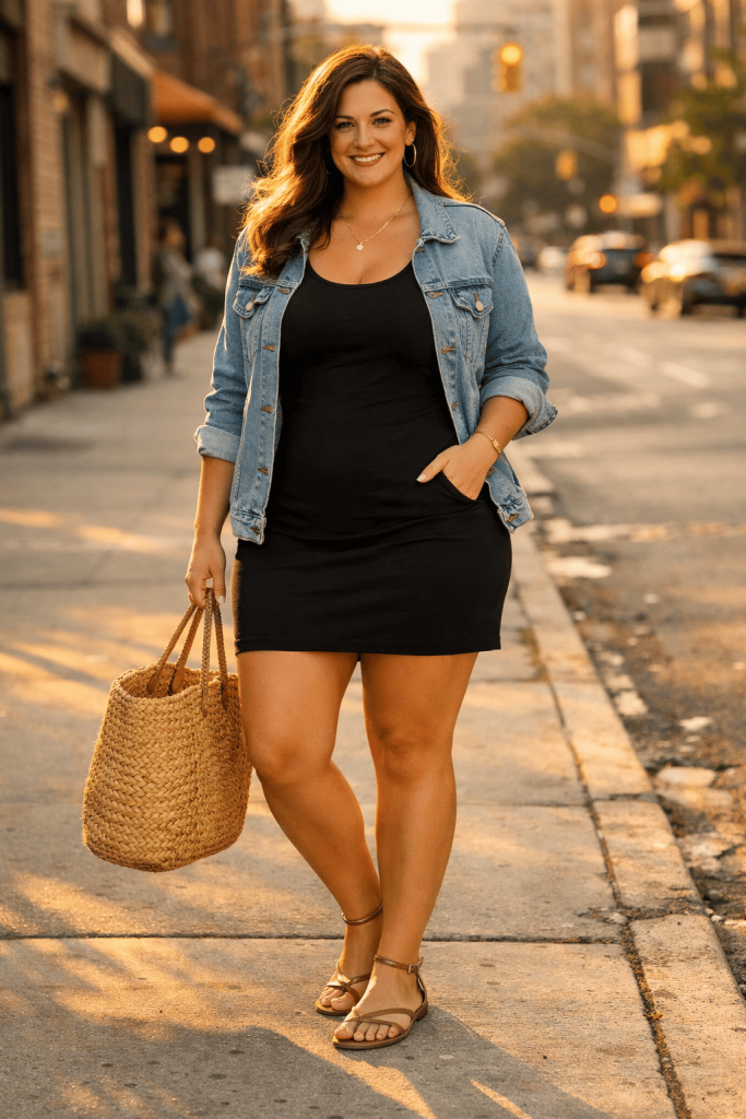 Tank Dress with Denim Jacket