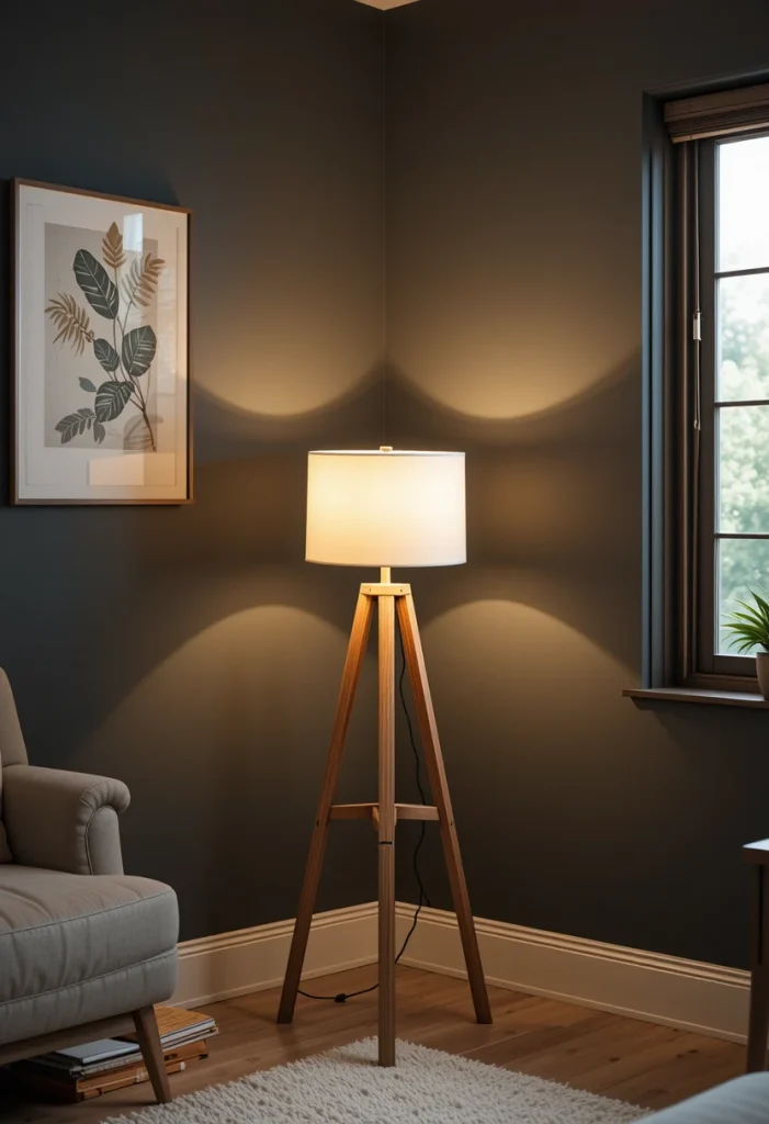 Tripod Wooden Floor Lamp