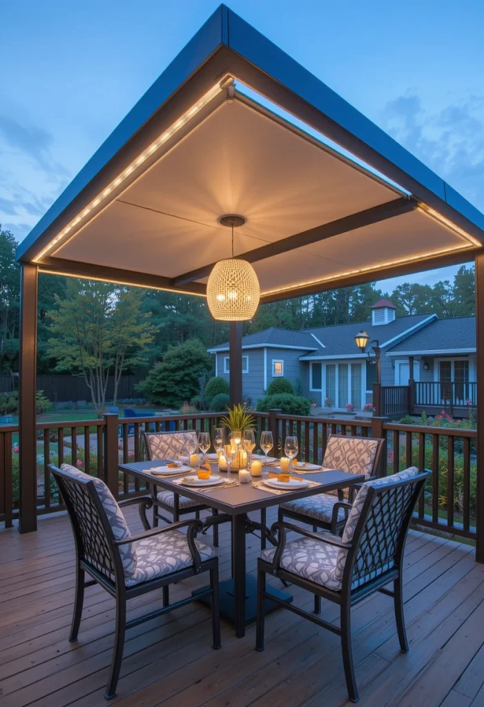 Metal Frame Canopy with Integrated Lighting
