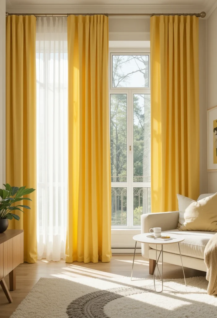 Yellow Curtains with Light Neutral Walls