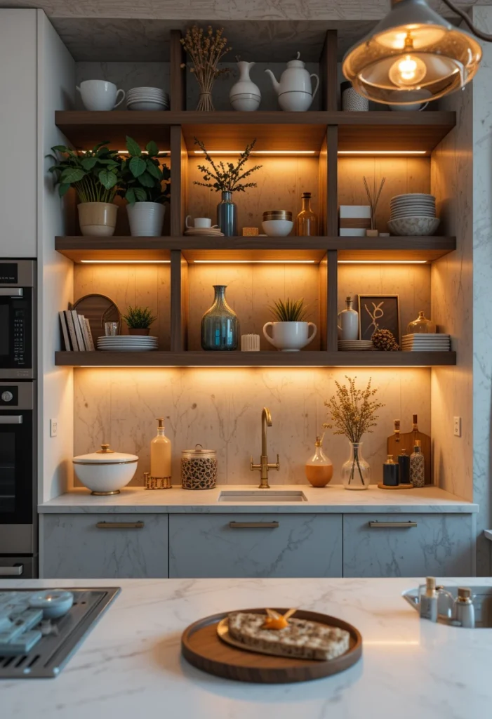 Warm Bulbs in Open Shelving Displays