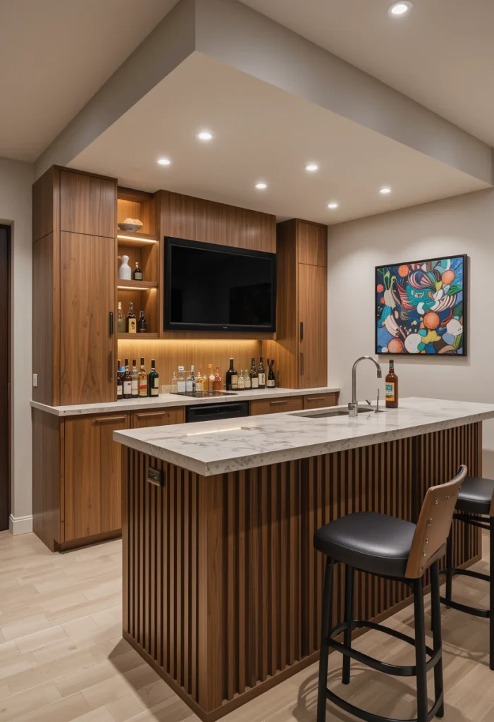 Wood Slat Island Feature