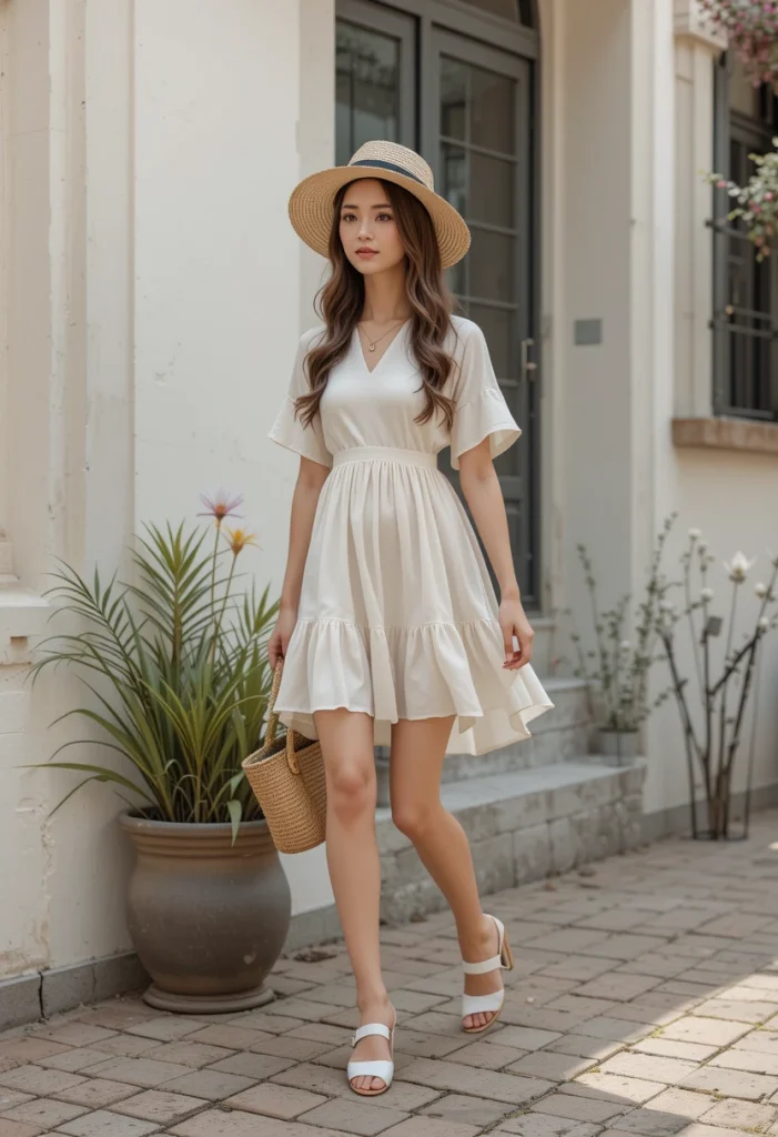 Tiered Mini Dress + Sandals