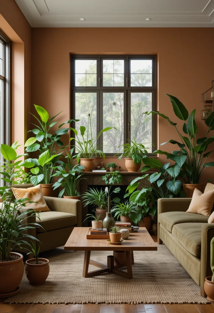 Terracotta Planters with Olive Upholstery