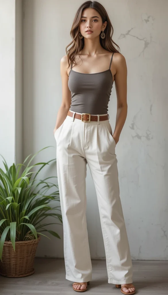 Linen Pants + Bodysuit + Belt