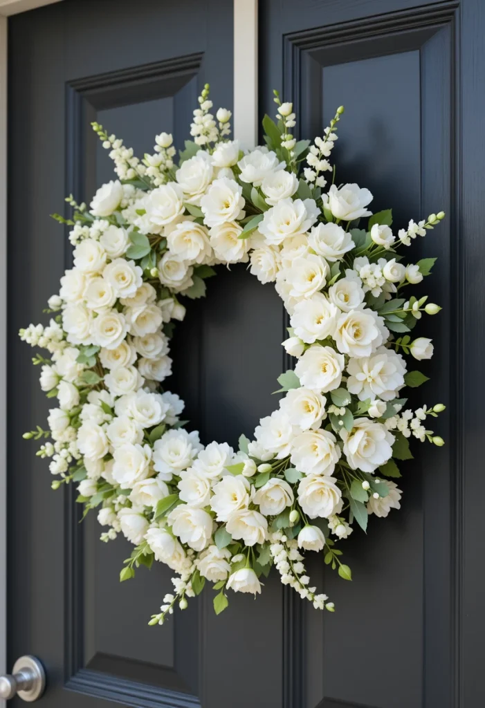 Monochrome White Blossom Wreath