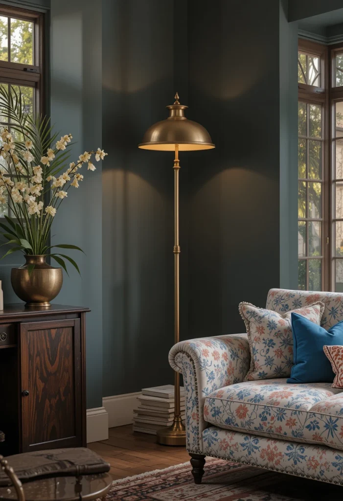 Vintage Style Brass Floor Lamp