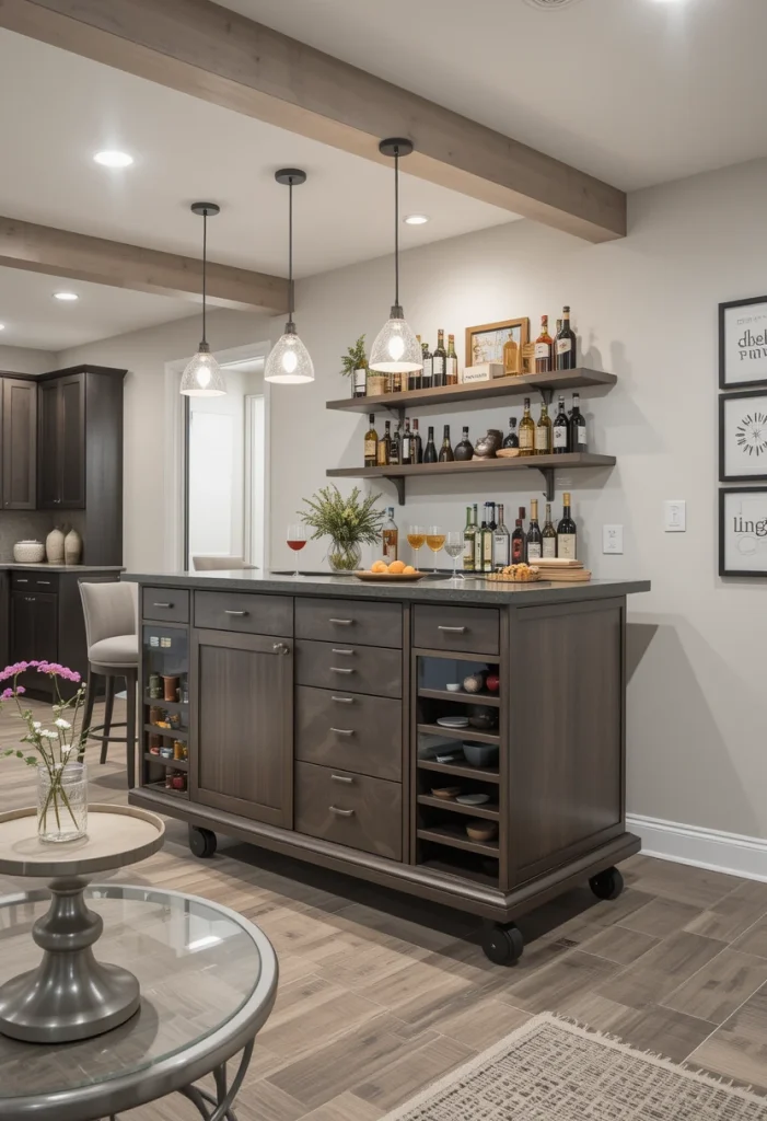 Rolling Island Bar Cart Hybrid