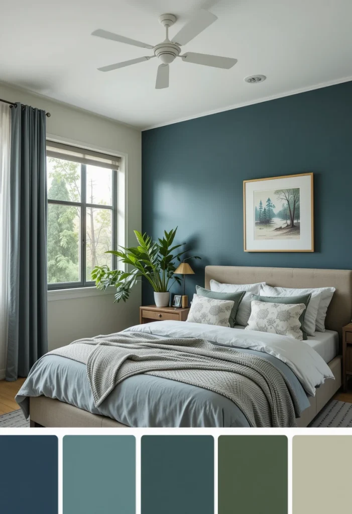 Indigo and Muted Green Harmony