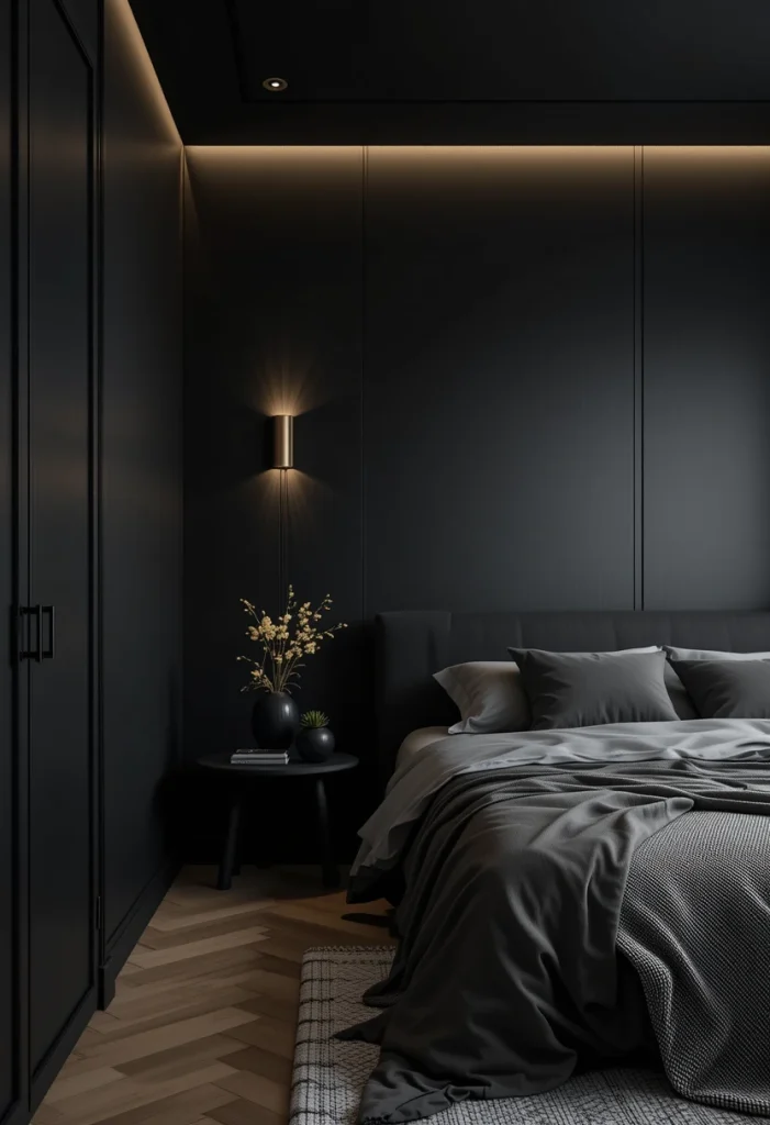 Matte Black Walls with Soft Lighting