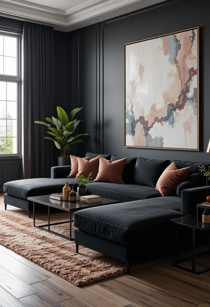 Rose Gold + Deep Charcoal Contrast