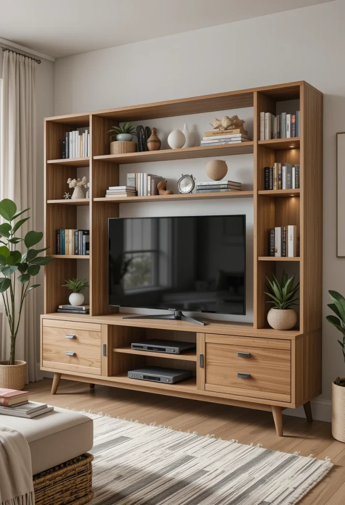 Open-Shelf Oak Console