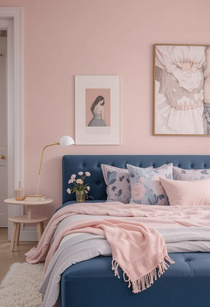 Indigo and Blush Pink Contrast