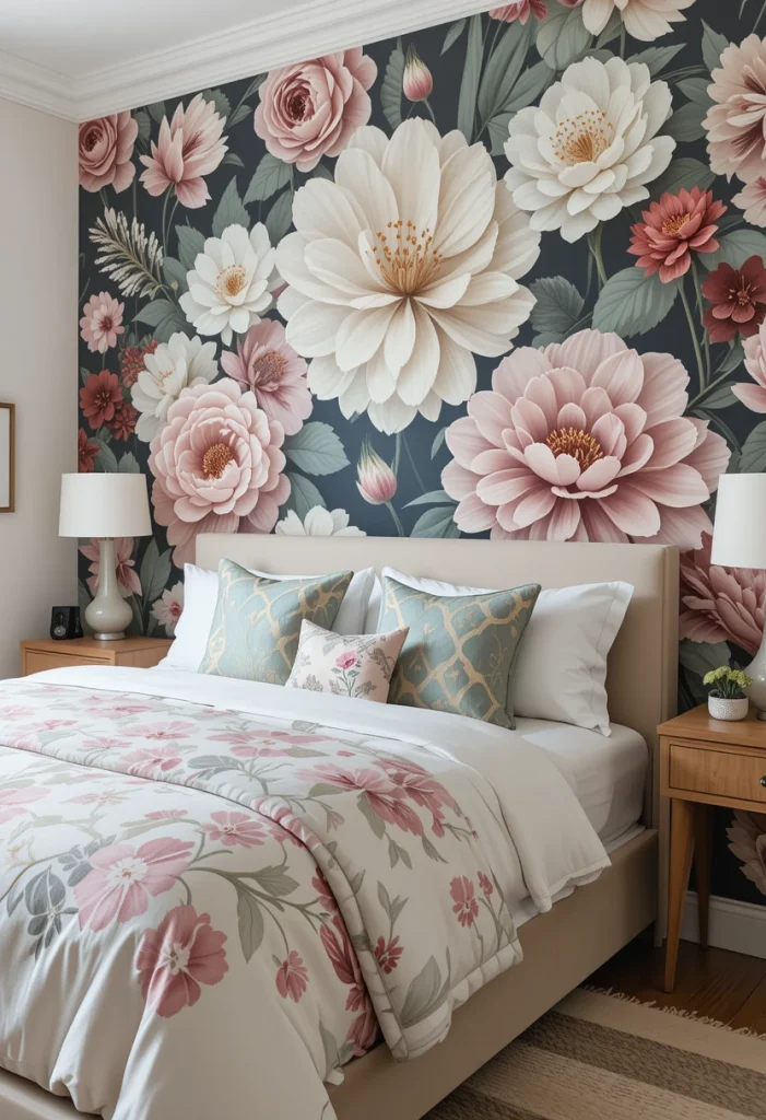 Bold Floral Feature Wall
