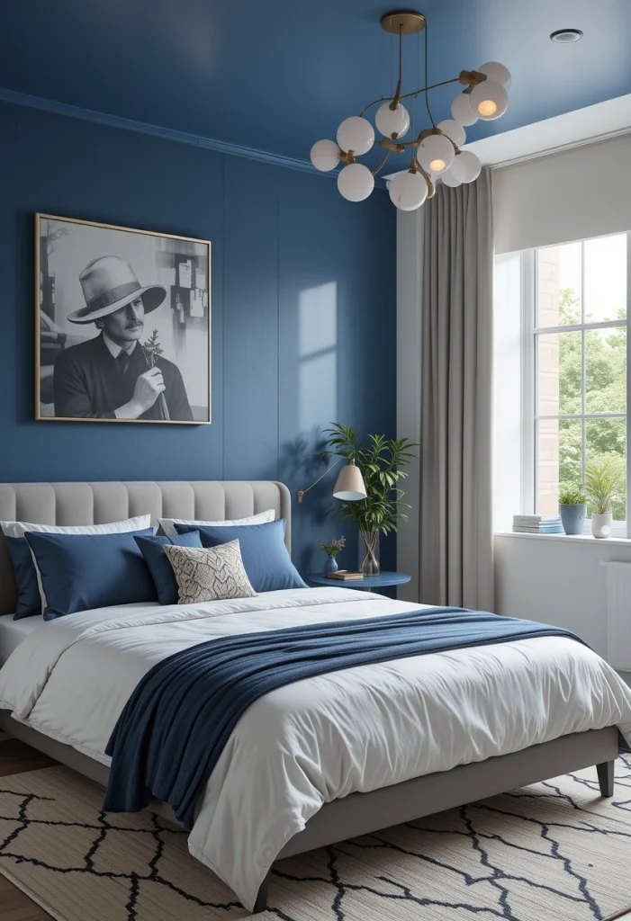 Indigo Accent Wall with Neutral Surroundings