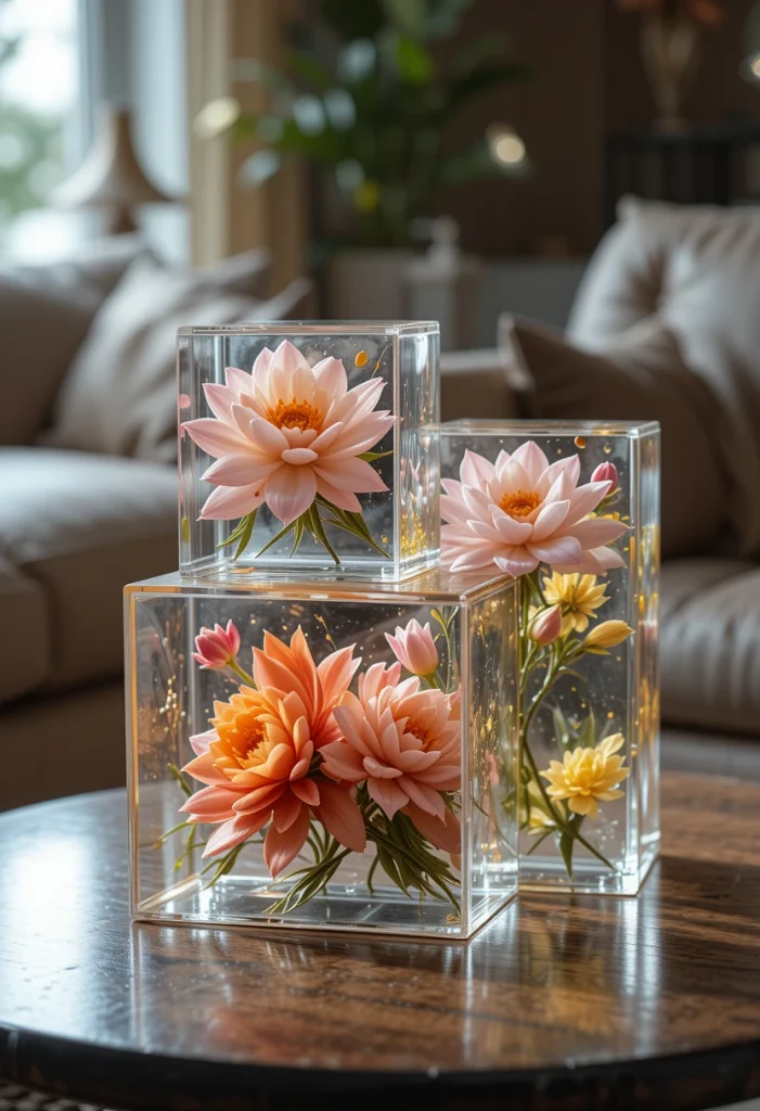 Glass-Encased Floral Art
