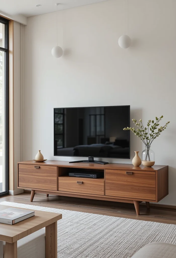 Low-Profile Teak Media Unit
