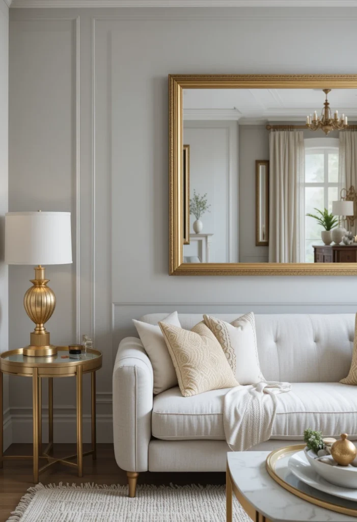 Soft Grey Walls with Gold Accents