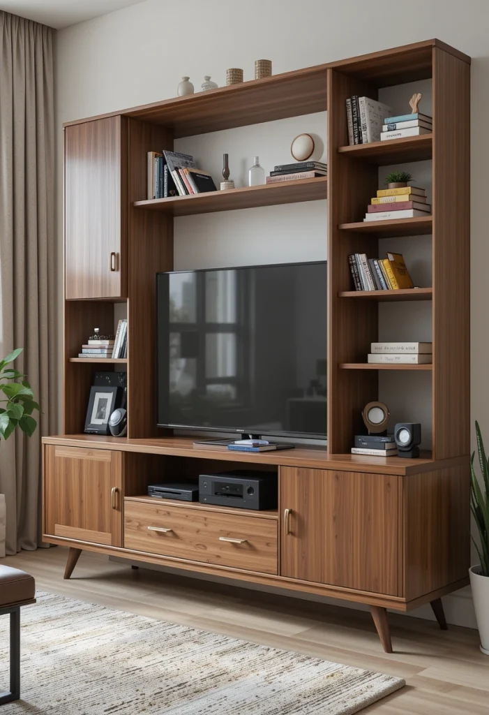 Midcentury TV Stand with Mixed Storage