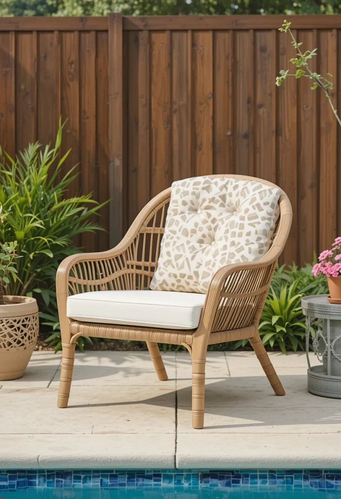 Resin Wicker Armchair with Open Weave