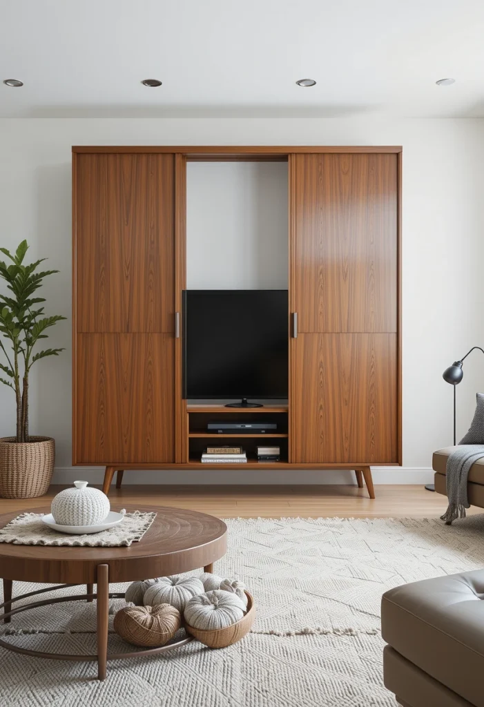 Sliding Door Wood TV Stand