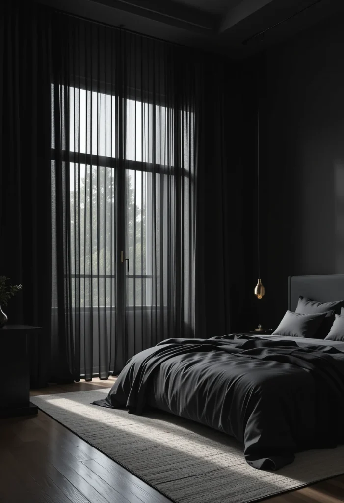 Floor-to-Ceiling Black Curtains