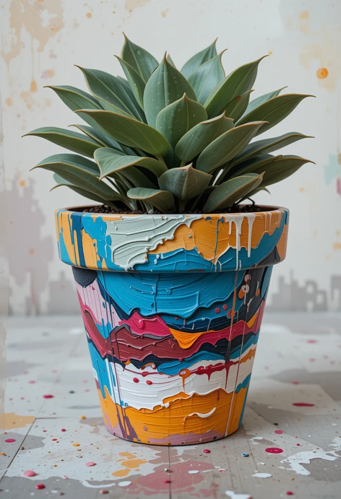 Abstract Brushstroke Pots