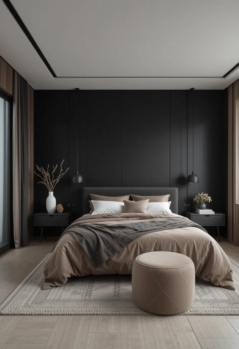 Modern Dark Black Minimalist Bedroom Interior Design: 15 Bold Ideas That Feel Luxurious and Calm