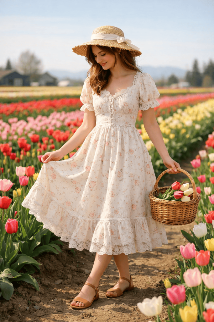 Cottagecore Dress + Straw Hat