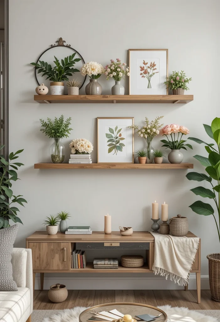 Flower-Themed Floating Shelves