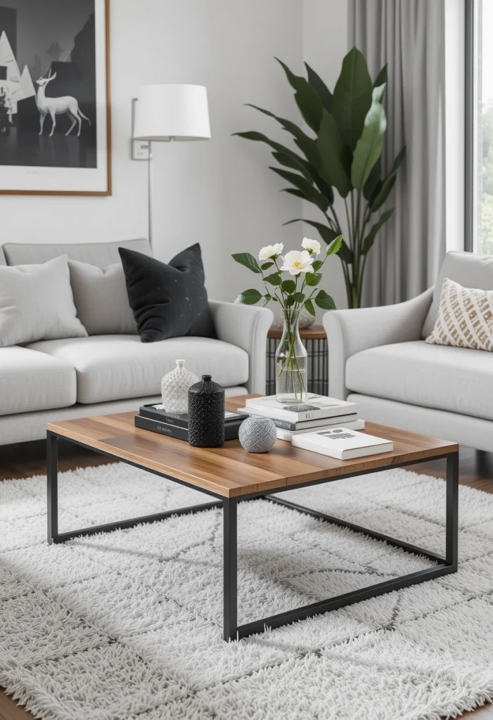 Minimalist Black Frame with Wood Top