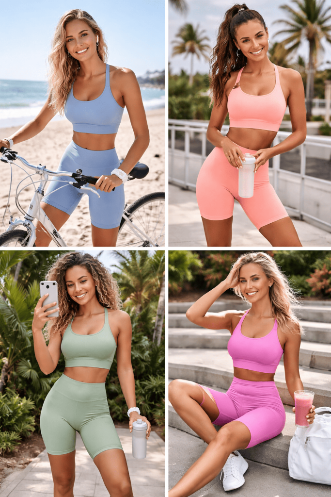 Matching Sports Bra + Bike Shorts Set