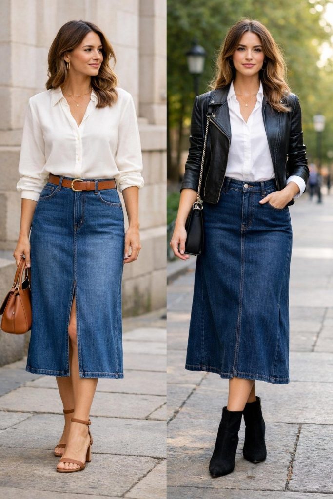 Midi Denim Skirt