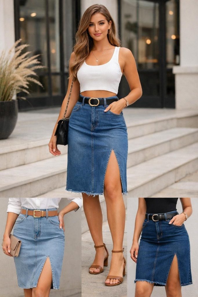 High-Waisted Denim Skirt