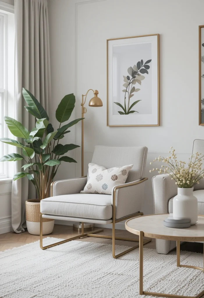 Gold-Framed Accent Chairs