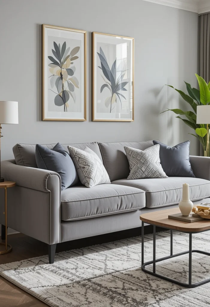 Light Gray Velvet Sofa for Versatility