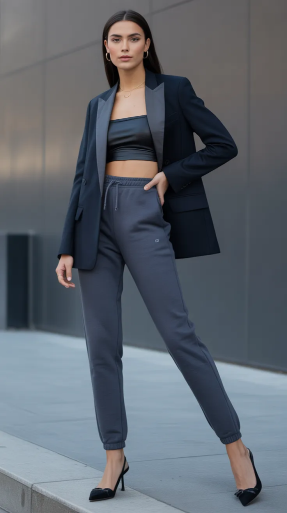 Grey Sweatpants with a Blazer